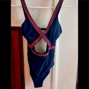 CUT-OUT one-piece swimsuit. Tag missing, but bought size women XS. ON-TREND!!